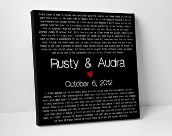 Wedding Gift, Wedding Vows on Canvas, Valentines Day Gift