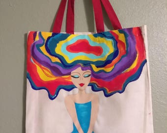 Colorful Hand Painted Canvas Bag