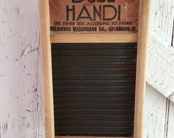 Washboard DUBL HANDI Wash Board Columbus Washboard Co, wood and tin primitive rustic country cottage laundry room
