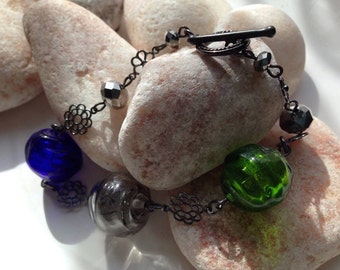 Hollow Glass Lampwork Bead Bracelet SRA