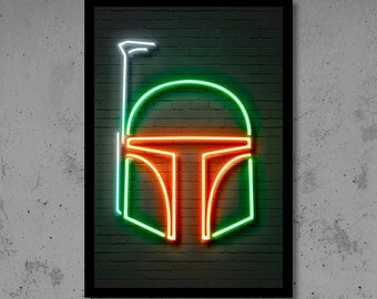 Boba Fett Wall Art Neon Art Boba Fett Neon Star Wars Art Kids Room Wall Art Boba Fett Gift Home Décor Boba Fett Nursery Neon Star Wars