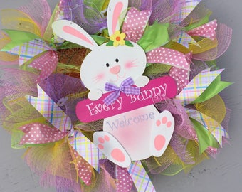 Easter bunny wreath Easter rabbit wreath, Spring wreath, Door wreath