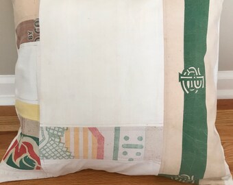 Patchwork Grain Sack Pillow Cover 20"