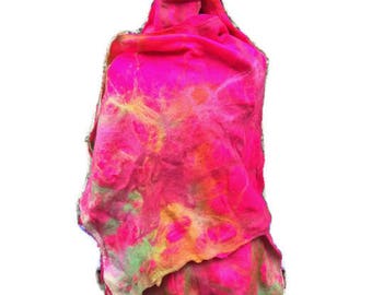 Fiesta merino, silk and firestar nuno felted wrap