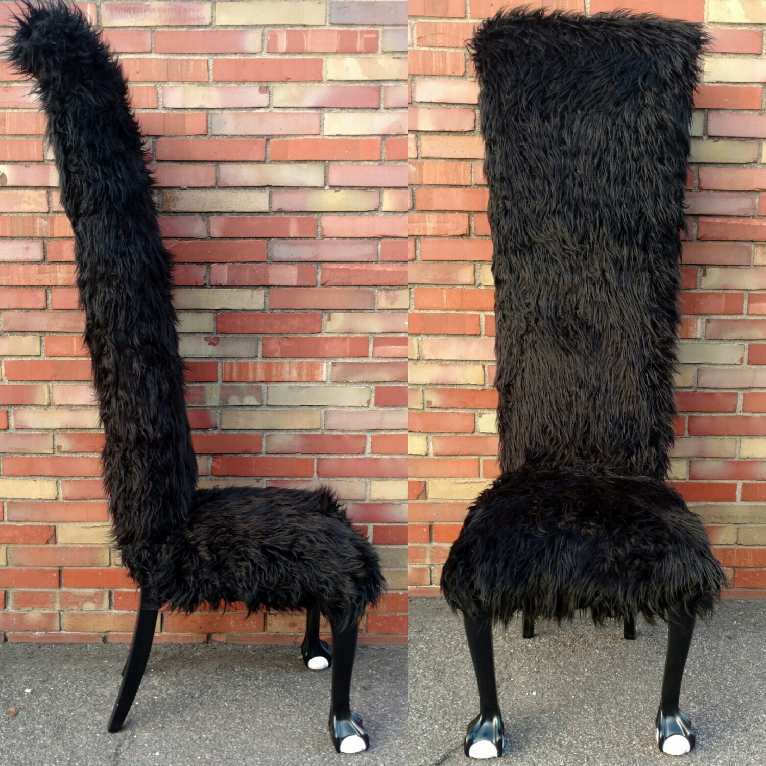 Accent Chair Dining Chair Faux Fur Gothic High Back