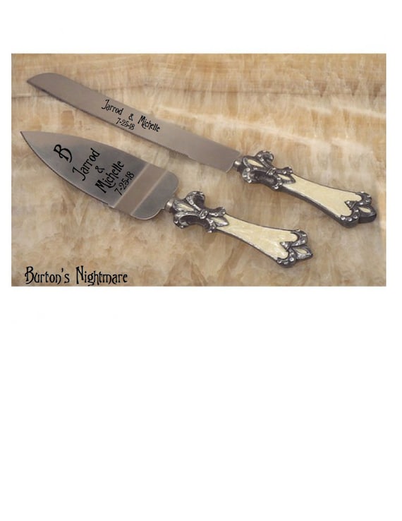  Fleur  de  Lis  Cake  and Knife  Wedding  Cake  Server Set 