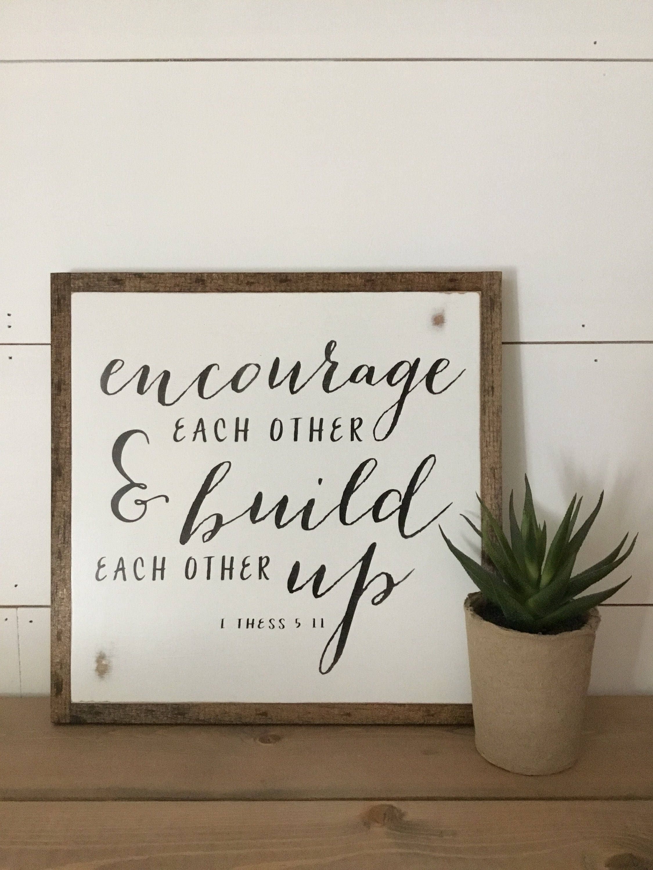ENCOURAGE 1'X1' sign distressed wooden sign ENCOURAGE 1X1 sign distressed wooden sign