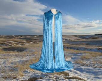 Cloak - Hooded Blue Velvet - Wedding - Renaissance Festival - Costume - Halloween - LOTR - Elven - Halloween Costume