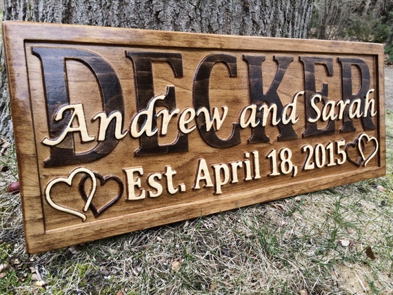 Personalized Anniversary Gift Custom Carved Wooden Signs Wood