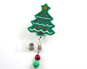 christmas tree w bulbs dk retractable id badge holder name