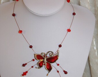 Necklace with red Butterfly