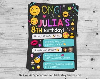 Emoji birthday invitation - personalized with your child's name - digital / printable