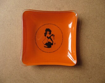 Vintage 1970s Playboy Bunny Club London Femlin Glass Ashtray