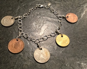 Coin charm bracelet