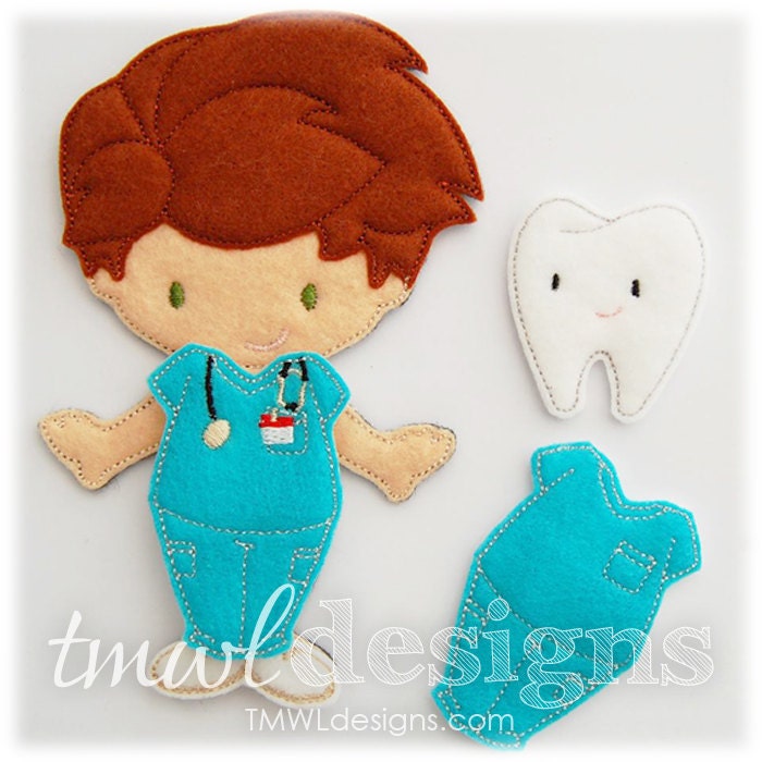 Nurse Scrubs Felt Paper Doll Toy Outfit Digital Design File