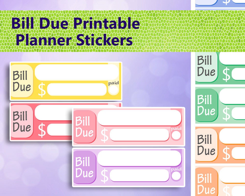 bill due planner stickers printable budget stickers for