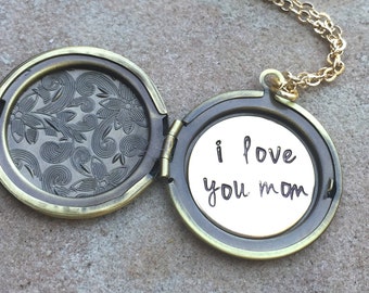 Valentine For Her, Locket Necklace, Message Locket, Personalized Locket, Flower Locket, Hand Stamped Message Locket, natashaaloha