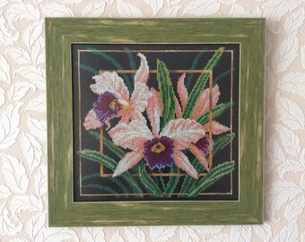 cross stitch "faithfulness", embroidery, flowers, handmade