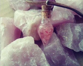 Rose quartz tear drop necklace