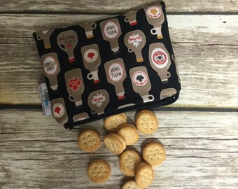 Reusable Snack Bag, Reusable Zipper Bag, Reusable Sandwich Bag, Zipper Pouch, Reusable, Maple Syrup Snack Bag, Lunch Bag, Reusable Bag