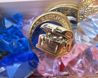 Gold Treasure Chest- CC587G- Treasure, Jewels, and Pirate Pins