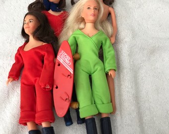 Set of Four Vintage 1977 Hasbro Charlie's Angels Dolls with Skateboard