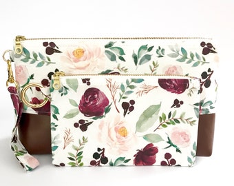 Ring Sling Clutch and Pouch Gift Set in Summer Gardens Floral- Diaper Clutch - New Mom Gift - Babywearing Gift