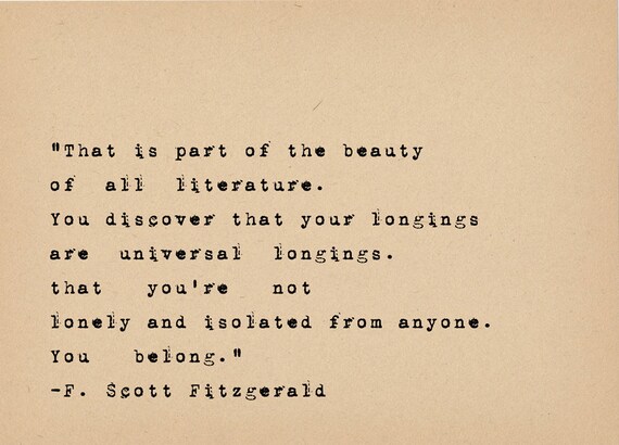 F Scott Fitzgerald Quote Book Lover Art Literary Art Quote