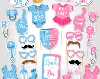 Boy or girl photo booth props, gender reveal party, baby shower decorations. photo booth props baby shower, photo booth props