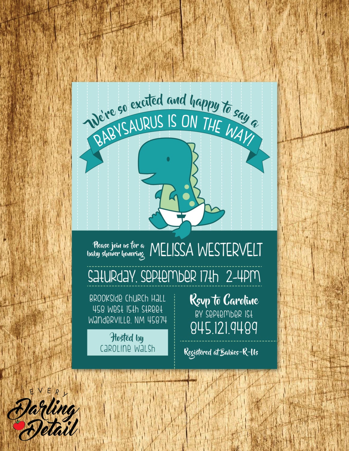 Dinosaur Baby Shower Invitation Custom Babysaur is On the