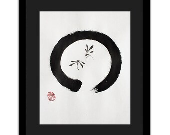 Enso dragonflies painting - original, not a print