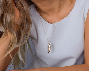 Mommy necklace, kids names necklace, Personalized vertical bar necklace, Mothers day gift, Baby name necklace in Gold Rose gold and silver