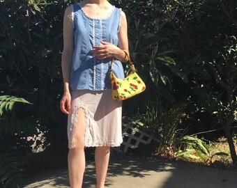 Pintuck ruffle chambray tank Sz S/M