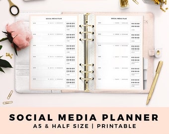 Social Media Planner Printable Inserts Small Business