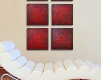 Abstract painting, red, Mid century modern art, Abstract 162 - 12 x 12, Mix and Match canvas art, Contemporary art, wall decor, abstract art