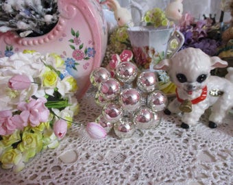Vintage Mercury Glass Corsage Picks-Christmas-Valentines-SILVER-Picks-Corsage-NOS-Glass-Old Stock