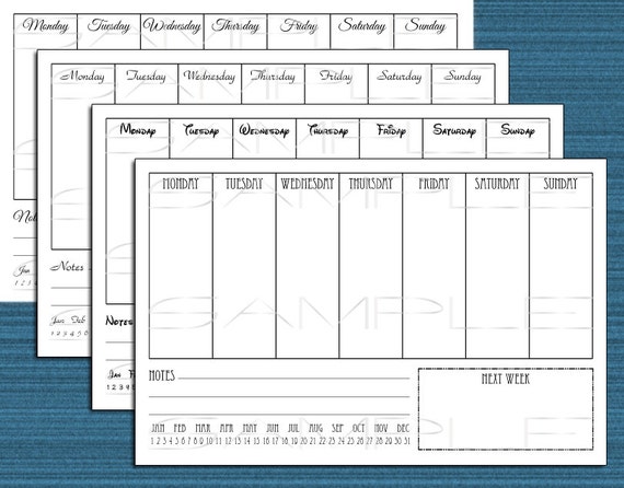 Week At A Glance Printable PDF 4 Styles For Planners And