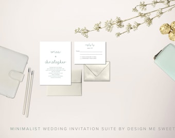 Modern Minimalist Wedding Invitation Suite by Design Me Sweet
