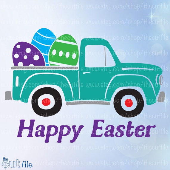 Download Happy Easter SVG old vintage truck with Easter Egg vector