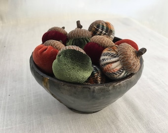 Velvet acorns with Real Acorn Caps, Fall Decor, Table Scatter, Thanksgiving Table Decor, Fall Wedding, Plaid Flannel