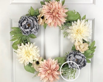 Spring Wreath, Blush Wreath, Peony Wreath, Front Door Wreath, Year Round Wreath, Summer Wreath, Wreath Street Floral, All Occasion Wreath