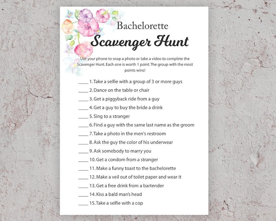 Scavenger Hunt Bridal Shower Games Bachelorette Party