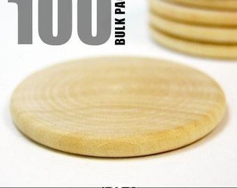 100 Round 1.5 Inch Craft Wood Disks for Pendants, Magnets, Scrapbooking, and More. Bulk Lot.