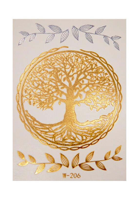 Metallic Tattoos Tree Of Life Gold Metallic Temporarry