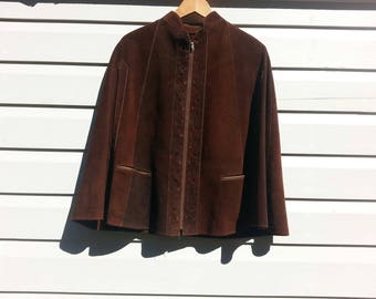 Brown Suede Leather Cape