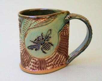 Bumblebee Pottery Mug Coffee Cup Handmade Stoneware Microwave and Dishwasher Safe
