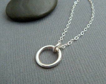 silver ring necklace. small circle necklace. simple everyday jewelry. delicate silver necklace. sterling. minimalist. eternity ring. 3/8"
