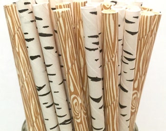 2.85 US Shipping -Wood Mix Paper Straws - Wood Mix Straws - Wood Mix Cake Pop Sticks - Drinking Straws