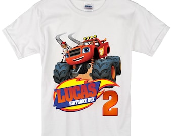 Blaze and monster machines Birthday Long sleeve and Short Sleeve Shirt Custom personalized shirts for all family, b2