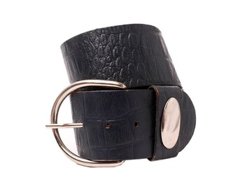 Vintage Belt Navy Blue AVIGNON Wide Made in France